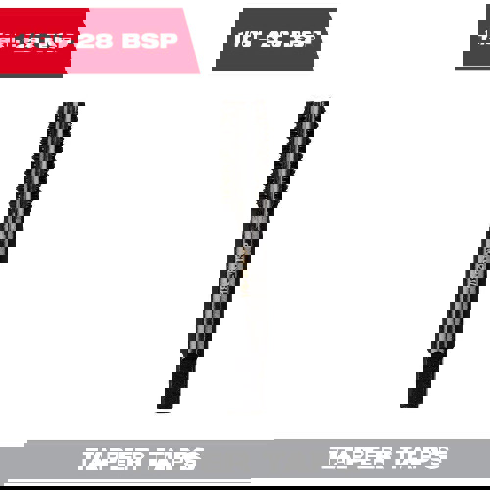 Straight Flute Taps; Tap Type: Straight Flute ; Thread Size (Inch): 1/8-28 ; Overall Length (Decimal Inch): 2.2500 ; Thread Standard: BSW ; Chamfer: Taper ; Material: High-Carbon Steel